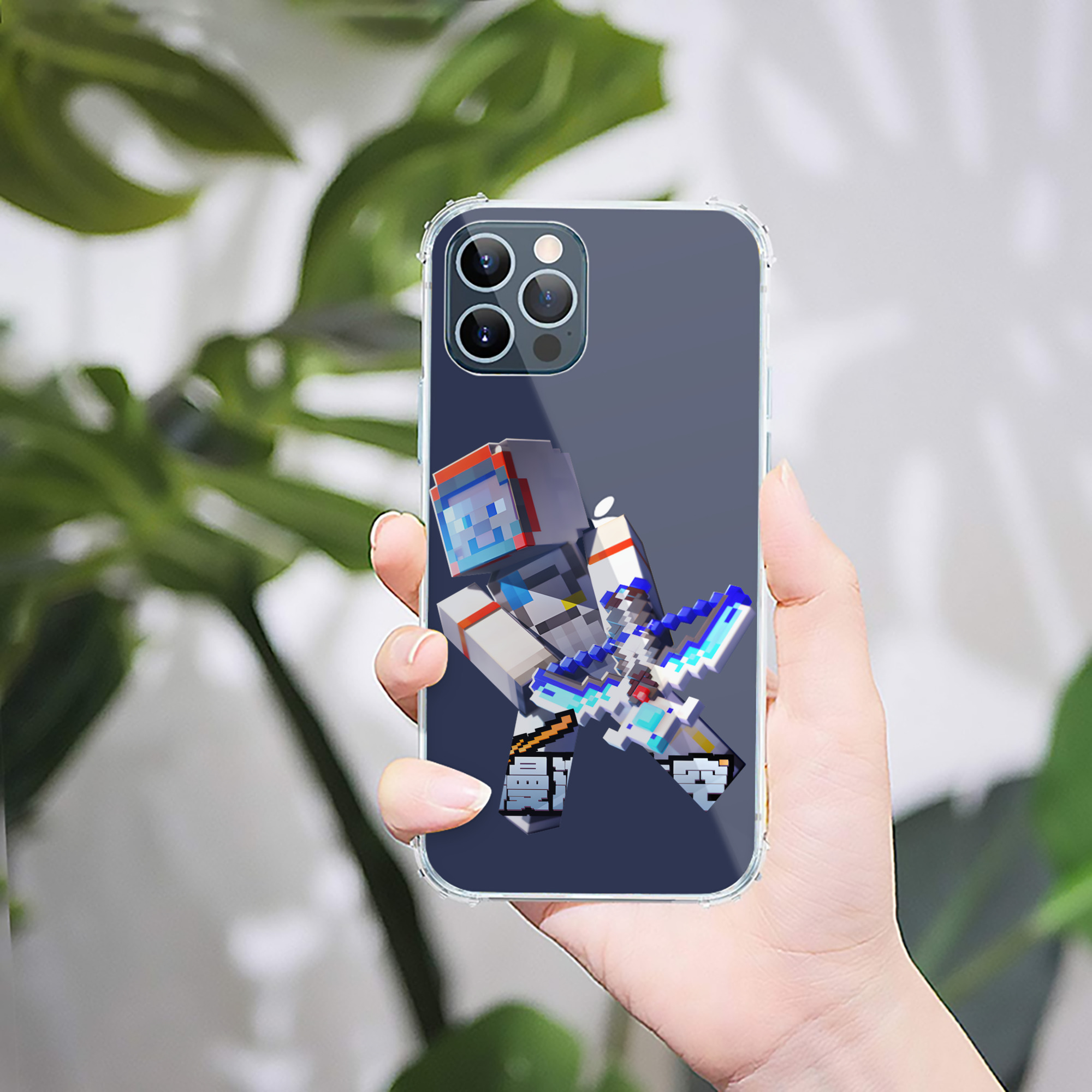 （画像用） マインクラフト ブロックの世界 Minecraft MC Block world 【iPhone 12シリーズ対応】透明スマホケース（クリアソフトケース）